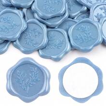 20张蓝色自粘桉树蜡封贴纸，适用于礼品、婚礼请柬、信封封口 - Eucalyptus-藍色 - 查看 5
