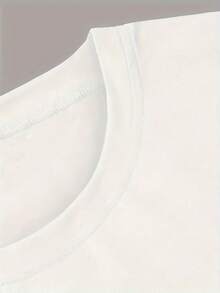 White T-Shirt With Print And Round Neck - [White] - View 3