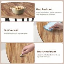 Mesa de comedor redonda de 47,2 pulgadas para 4, Mesa de cocina de granja con estante de almacenamiento y base cruzada, Pequeña mesa de ahorro de espacio para cocina, Cantón de comedor, Apartamento - Marrón - Ver 4