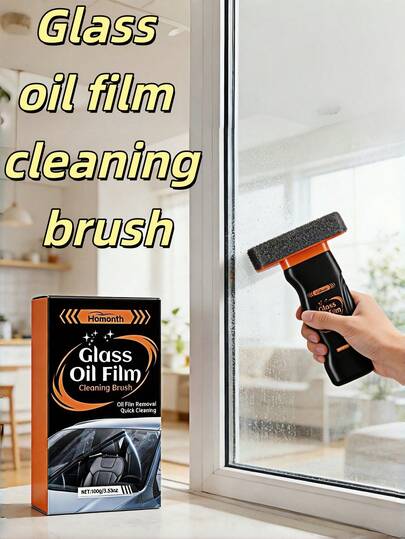 1 pieza Cepillo de limpieza de vidrio Homonth - Para limpiar manchas de agua y suciedad en parabrisas y espejos retrovisores de automóviles, haciéndolos lucir como nuevos. Práctico cepillo de limpieza adecuado para la limpieza diaria de parabrisas y espejos retrovisores de automóviles. Se puede usar para limpiar, eliminar y pulir la película de aceite en el vidrio y los espejos retrovisores del automóvil.