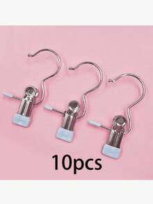 10 kẹp quần áo bằng thép không gỉ cao cấp, giá treo quần áo bằng kim loại có thể điều chỉnh kèm kẹp, móc treo đồ giặt, kẹp treo trang trí di động, móc treo quần áo, quần dài, váy kèm kẹp, phong cách mùa xuân, tối giản, áo mùa hè. - Nhiều màu - Xem 13