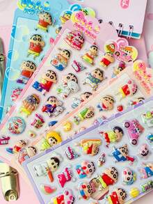1张随机蜡笔小新3D立体浮雕装饰贴纸，适用于行李箱、杯子、手机壳、礼品、笔记本、家居装饰、派对装饰、生日礼物、各种节日礼物，时尚百搭，奢华单品，缝纫/DIY，送给朋友或伴侣的礼物，毕业典礼/开幕典礼/毕业礼物/派对礼物 - 彩色 - 查看 10