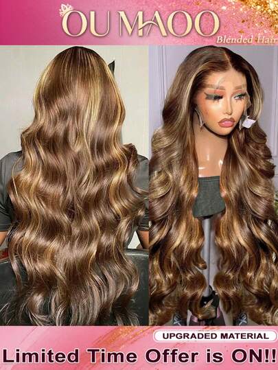 巧克力棕色真人发混纺假发 - 200% 高密度蓬松卷发，34 英寸 13x6 13x4 5x5 高清蕾丝前额真人发混纺，无胶假发，带婴儿发，适合女性，颜色饱满，即戴即用