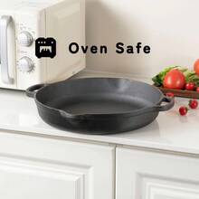 14 Inch Black Non-Stick Cast Iron Skillet - Durable Versatile Pan For Searing Sautéing Baking | All Stove Compatible (Stovetop/Oven/Campfire) - Default - View 7