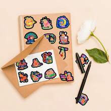 50 Pieces Of Waterproof And Removable Warning Signs, Luggage Trolleys, Motorcycle Stickers, Waterproof Graffiti Stickers, Removable - Neon Kapibala Stickers - View 4