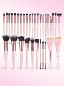 MAANGE 25支/32支/35支专业化妆刷套装，包含1个卸妆海绵、1条洗脸巾、1个化妆包，内含粉底刷、腮红刷、遮瑕刷、修容刷、眼影刷、眉刷、眼线刷、晕染刷等。采用柔软纤维材质，亲肤舒适，便携易用，是送给女性和女孩的绝佳礼物，也是赠品、专业化妆刷套装的理想之选。 - 粉色 - 查看 2