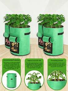 1个5/7加仑植物种植袋，毛毡蔬菜育苗袋，带提手的土豆种植袋，大直径Floreira种植袋，无纺布种植袋，适用于花园和温室的植物育苗袋，保湿园艺工具，土豆、蘑菇、西红柿和蔬菜种植容器，家庭园艺产品 - 彩色 - 查看 8