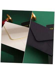 20-30pcs Vintage Square Mini Envelopes, Fresh Kraft Paper Envelopes, Small Cards, Ins Style, White & Black, Simple - Multicolor - View 2