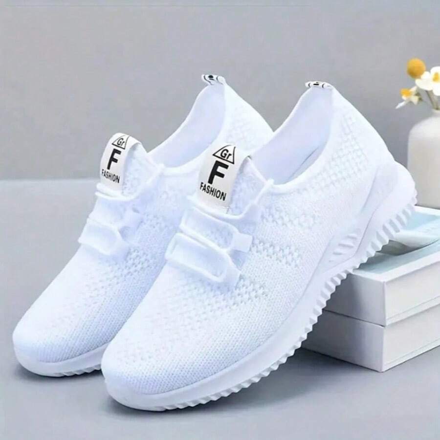 2026 New Women's Breathable Mesh Running Shoes - Lightweight Casual Sports Shoes. With Stable Support, Soft Rubber Sole And Solid Color Design, They Are Suitable For Walking, Jogging And Daily Wear. They Are Fashionable And Comfortable Shoes. - 白色 - 查看 1