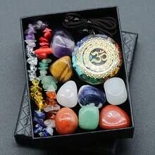 10件套水晶能量礼盒，含8+7脉轮手链+树脂吊坠，适用于瑜伽冥想、灵气疗愈 - 多色 - 查看 5