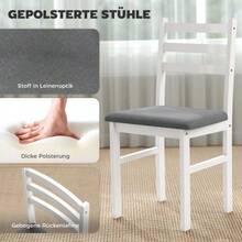 3-Piece Table And Chair Set, Ideal For Small Spaces. Upholstered Chairs, Space-Saving, MDF, White. - White - View 5