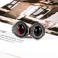 خاتم فضي عتيق من الفولاذ المقاوم للصدأ بحجر أحمر أحادي اللون قطعة واحدة ، ذو نقش زهري مرصع ، أسلوب كلاسيكي رجالي عتيق - SA716 - مشاهدة 13