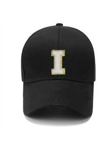 1 chiếc mũ lưỡi trai đen in 26 chữ cái từ A đến Z, mũ chống nắng cổ điển cho trẻ em với khóa cài nhanh, mũ đội hàng ngày thoải mái cho trẻ em vào mùa xuân hè. - màu đen - Xem 6