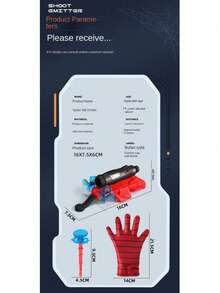 1个/2个蜘蛛网发射器，适合小小英雄，可穿戴腕式发射器，带吸盘，软弹蜘蛛网发射器，蜘蛛射手，蜘蛛网弹射器，黑色科技手套玩具 - 彩色 - 查看 13