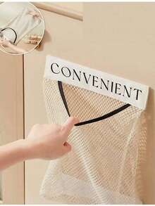 1/2pcs Kitchen Trash Bag Holder Wall-Mounted Large Capacity Plastic Bag Storage Net With Hook And Loop, Easter Gift - Multicolor - View 2