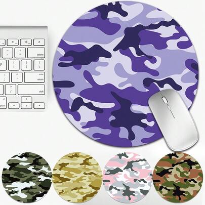 Elegant Office Round Mouse Pad Gaming Non-Slip Mouse Pad Thickened Desktop Mouse Mat Computer Accessories Home Office Essentials New Year Gifts Holiday Desktop Decoration Camouflage Pattern