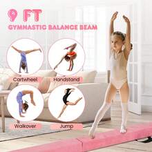 COSTWAY 270CM Folding Balance Beam With Solid Wood Base And Anti-Slip Bottom, Pink - Pink - View 6