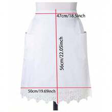 Women's Lace Apron With Pockets, Vintage Ruched Dress Style Cooking Apron For Kitchen, Waitress Uniform - White - View 3
