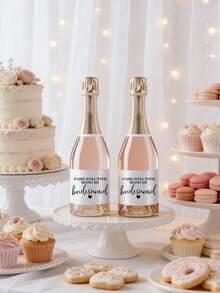 10pcs Customized Bridesmaid Mini Champagne Labels | Pairs Well With Being A Bridesmaid Proposal Bottle Labels | Bridesmaid Gift Bottle Stickers Labels - Multicolor - View 3