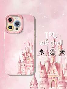 Castillo rosa de : fantasías de cuento de hadas. Esta elegante funda rosa es compatible con Samsung, Apple, VIVO, OPPO, , Transsion, ,  y Honor. Fabricada en silicona TPU, ofrece protección contra golpes y caídas, además de una sensación superior. Es un regalo ideal para familiares, amigos y seres queridos, y la elección perfecta para San Valentín y Año Nuevo. - Blanco - Ver 3