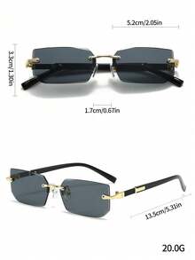 1 Pair Black Ultra-Thin Frameless Y2K Fashion Glasses, Suitable For Summer Beach, Driving And Other Occasions, Ideal Accessory For Beach, Casual And Streetwear Styles, Can Be Paired With Sweaters, Jackets, Hoodies, Leggings And Cargo Pants, Perfect For Summer Beach Vacation, Outdoor Activities And Travel - Black - View 5