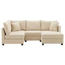 Sofas & Couches - Beige + Cotton Linen + 5 Seat-1 - View 8