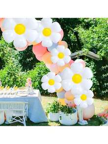 5pcs 18-Inch Pink Daisy Flower Foil Balloons, Decoration For Birthday Party, Festival, Anniversary - Multicolor - View 10