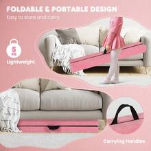 COSTWAY 270CM Folding Balance Beam With Solid Wood Base And Anti-Slip Bottom, Pink - Pink - View 8