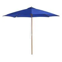 300cm Cantilever Parasol In Wood For Balcony, Garden, Bamboo, Blue - Blue - View 9