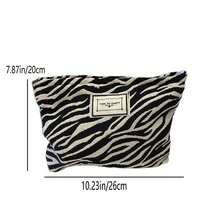 1个休闲百搭黑白豹纹化妆包，帆布袋，洗漱包，女士手提包，大容量 - 彩色 - 查看 3