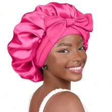Silky Satin Sleep Bonnet For Women With Adjustable Bow Ties - Luxurious Hair Protection Cap For Curly/Natural Hair, Multi-Color Options, Soft Nighttime Hair Care Essential,Bonnet,Shower Cap,Hair Products And Accessories For Barber Salon Beauty Travel Essentials,Back To School,Travel Holiday Essentials,Hair Accessories For Women - 基本型 - 查看 13
