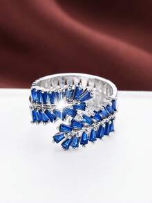 1pc Creative Wheat Ear Shaped Design Zirconia Inlaid Adjustable Ring For Women - Multicolor - View 7