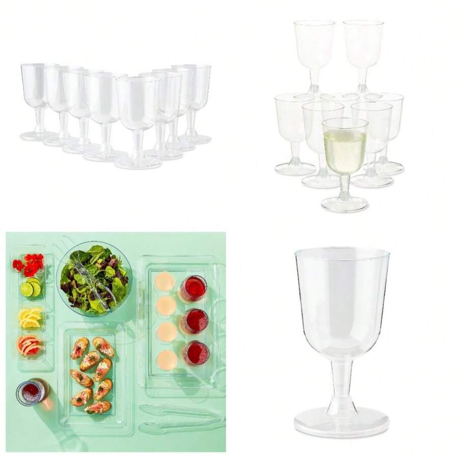 Clear Plastic Wine Glasses 6.3 Oz Set Of 8 Shatterproof Disposable Cups For Parties Events - 1 - View 1