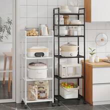 1pc Easy-To-Assemble Multi-Tier Storage Rack - Versatile Organizer For Kitchen Appliances, Bathroom Essentials & Dorm Bookshelf With Built-In Microwave Stand, No Metal Frame, Kitchen Storage Rack - Multicolor - View 5