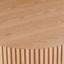31.49" Round Coffee Table Wood, Modern Unique Circle Coffee Table, Contemporary Drum Fluted Coffee Table Accent End Side Table Center Table For Living Room, Small Space, Apartment - Natural - View 8