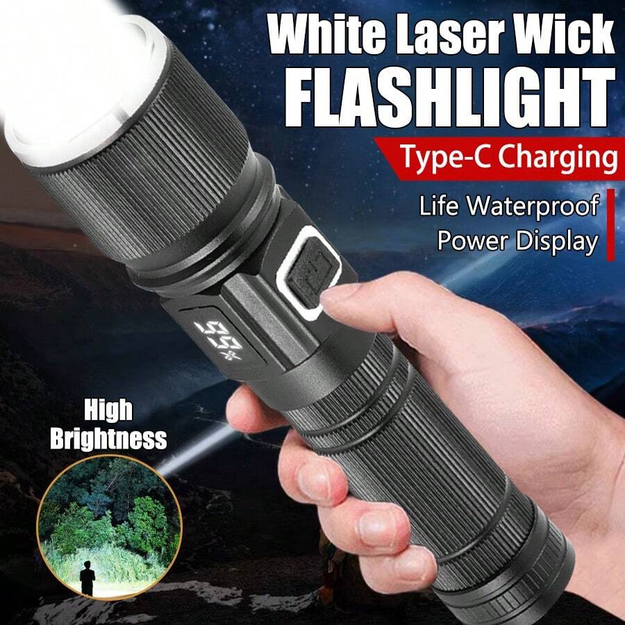 铝合金USB充电手电筒，P50长焦变焦，户外照明手持聚光灯 - 手電筒 - 查看 1