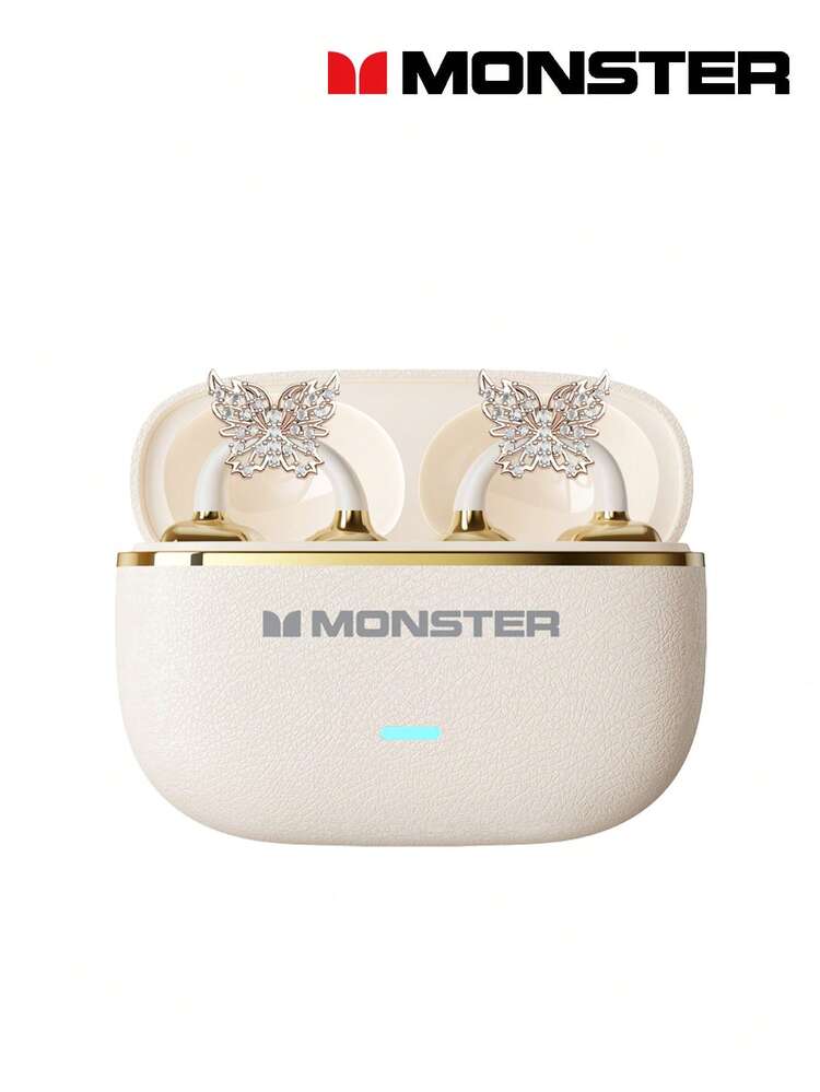Fones de Ouvido Bluetooth Fashionable HYUNDAI HY-C03 com Clipe de Acessório de Fone de Ouvido em Formato de Borboleta, Estilo Open-Ear, Longa Duração de Bateria, Baixa Latência, Som Surround, Música de Alta Qualidade, Jogos, Chamadas, Cancelamento de Ruído, Fones de Ouvido Esportivos Sem Fio, Sem Necessidade de Perfuração, Acessório de Brinco Estiloso, Presente para Mulheres - Brincos de borboleta multicoloridos + ouro rosa - Visão 16