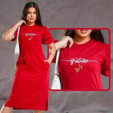 Olive Green Floreca Midi Dress Evangelica Fashion Side Slit Elegant Casual Fashion With Silk Loose Puff Sleeve Color - 紅色 - 查看 1