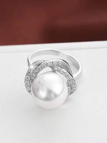 1pc Fashionable Flower Shaped Cubic Zirconia Inlaid Adjustable Ring For Women - Multicolor - View 16