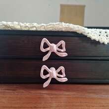 少女粉色陶瓷蝴蝶结橱柜把手，可爱INS风梳妆台抽屉单孔拉手旋钮 - A - 查看 4