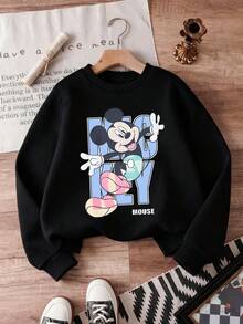Disney Official Licensed Vibrant Mickey Mouse Graphic Print Boys Fun Sweatshirt Breathable Easy Care Versatile Daily Outfit And Comfortable All Day Companion - màu đen - Xem 1