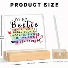 [2D Flat] A Square Acrylic Piece With A Wooden Base, A Heartfelt Acrylic Sign For A Friend'S Gift, The Perfect Christmas Present For Best Friends, A Unique Birthday Gift For A Best Friend, A Birthday Gift For A Female Friend, Decorative Plaque, Decorative Ornament. - A - View 7
