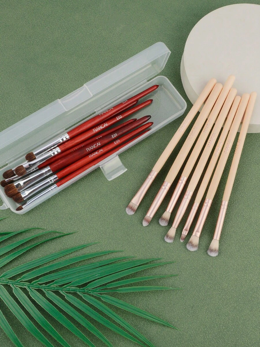 Bộ 7 cọ trang điểm mắt cao cấp bằng sợi tổng hợp, dùng cho phấn mắt, che khuyết điểm, kẻ mắt, kẻ lông mày, tán màu và bắt sáng. - Nhiều màu - Xem 1