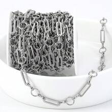 1m Stainless Steel Jewelry Making Chain, Hollow Rectangular Design With Round Spacers, Suitable For DIY Necklace, Bracelet And Other Accessories - Stainless Steel Chain - View 11