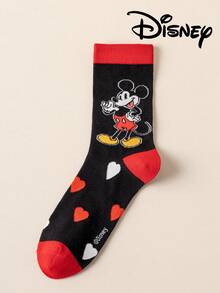 Disney 两双正品女士爱心刺绣袜子，绣有可爱的米奇一家卡通爱心图案，男女皆宜，趣味十足，适合各种场合，高品质礼品袜 - 彩色 - 查看 13