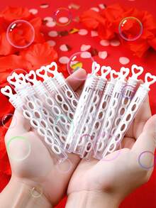 60支白色心形五孔泡泡棒，不含泡泡液，派对礼品，节日聚会用品，派对礼物，助兴道具，手动吹泡泡玩具，12/36/48/60支装 - 彩色 - 查看 3