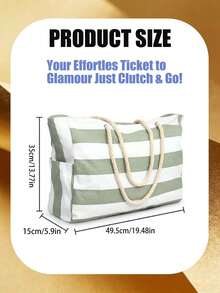 Bolso de playa impermeable para mujer con cremallera, diseño impermeable y a prueba de arena, patrón de rayas aleatorio, gran capacidad para piscina, escuela, viaje, trabajo, vacaciones, compras. Diseño simple y elegante, la opción de regalo perfecta. - Multicolor - Ver 10