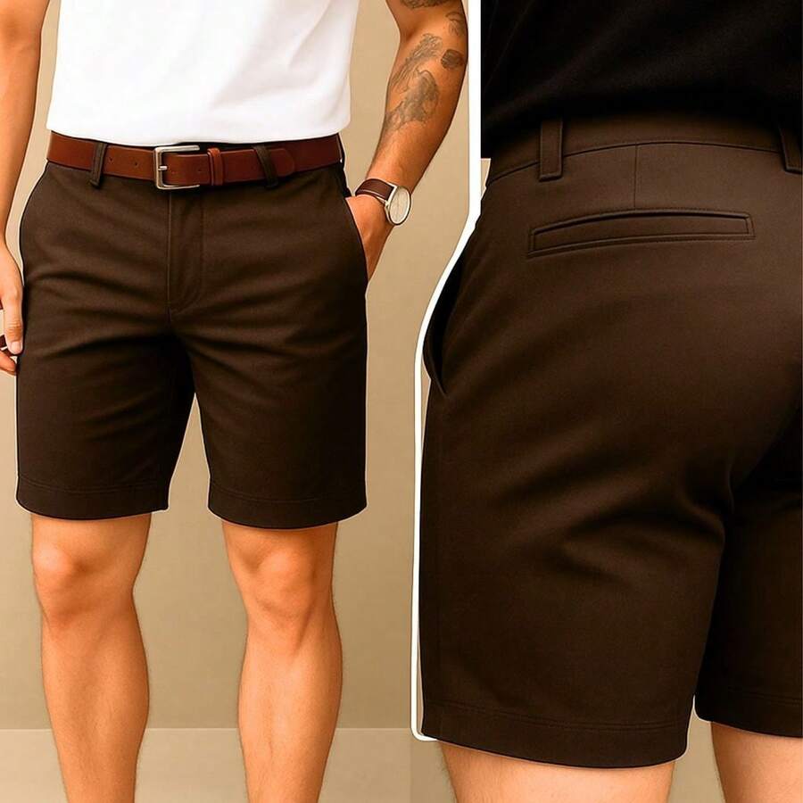 Men's Bermuda Shorts In Twill, Smart Casual, Premium Tailoring - Rỉ Nâu - Xem 1