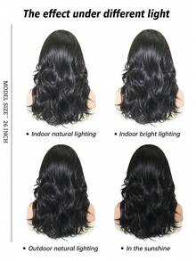 22 Inch Black Curly Wig With Bangs, Women's Synthetic Fiber Wavy Wig, Heat Resistant For Daily Wear And Parties - Black - View 8