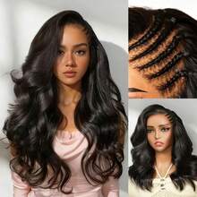 200% High Density Body Wave Lace Front Wigs Human Blended Hair -34 Inch Lace Front Wig Human Blended Hair13x4 5x5 13x6 HD Lace Front Human Blended Hair Glueless Wig For Women, Pre-Plucked With Baby Hair, No Glue & Ready To Wear - Natural & Black - View 8